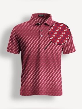 NWT! Haven "The Don" Golf Performance Polo Men's Large Red 45 47 Trump Print NEW